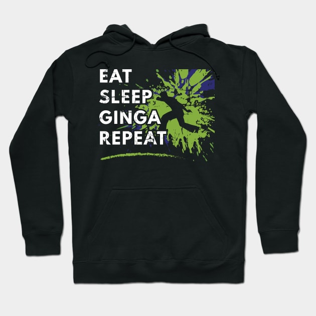 Eat Sleep Ginga Repeat Brazilian Capoeira Martial Arts Hoodie by petervanderwalk